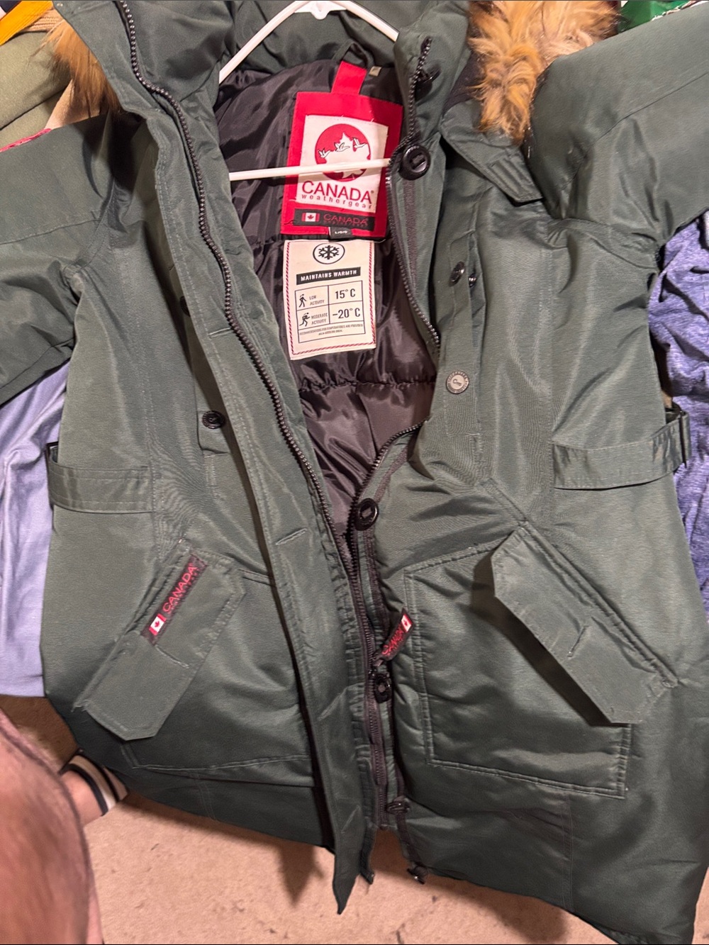 Canada Weather Gear Women's Forest Green Insulated Ski Parka with Faux-Fur Hood